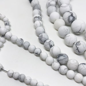 Matte White Howlite Round Beads 15&quot; Full Strand 4mm 6mm 8mm 10mm 12mm