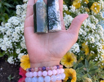 2.5-3 Inches Tall Moss Agate Crystal Tower