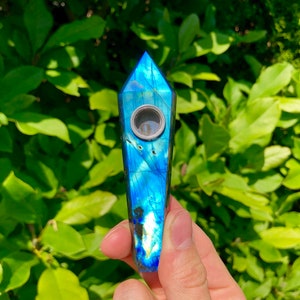 Labradorite Crystal Pipe, gemstone quartz pipe