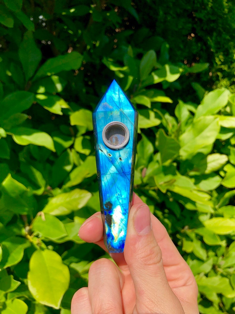 Labradorite Crystal Pipe, gemstone quartz pipe 