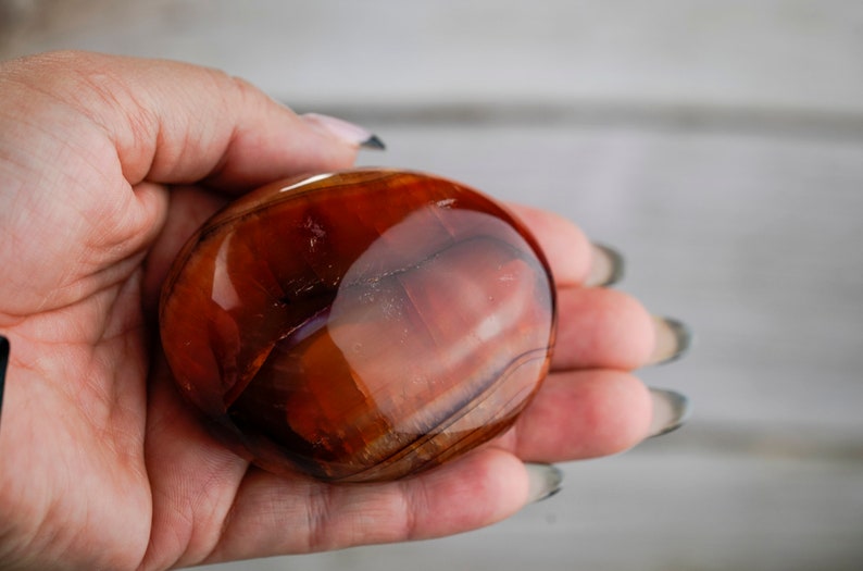 Orange Carnelian Crystal Palm Stone image 2