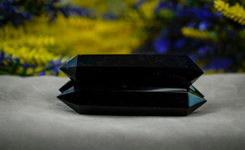 Obsidian double terminated obelisk, obsidian point, obsidian tower, obsidian grid, obsidian double point image 10