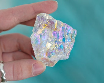 Raw Rainbow Aura Clear Quartz (Rough Angel Aura Quartz)