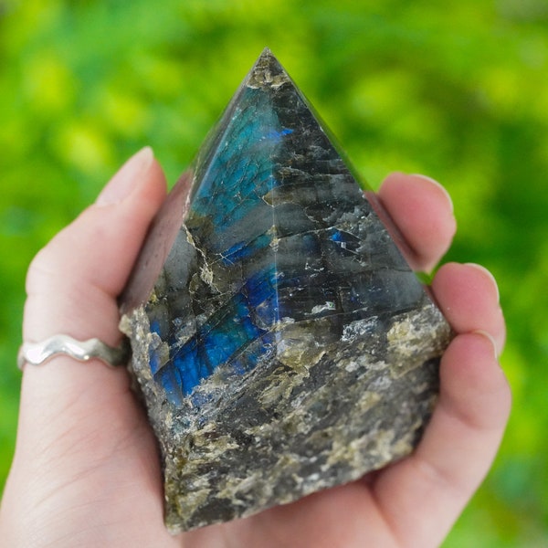 Large Raw Labradorite Polished Crystal Point