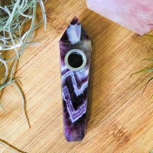 Amethyst Crystal pipe, Gemstone pipe, purple stone bowl, crystal smoking image 9