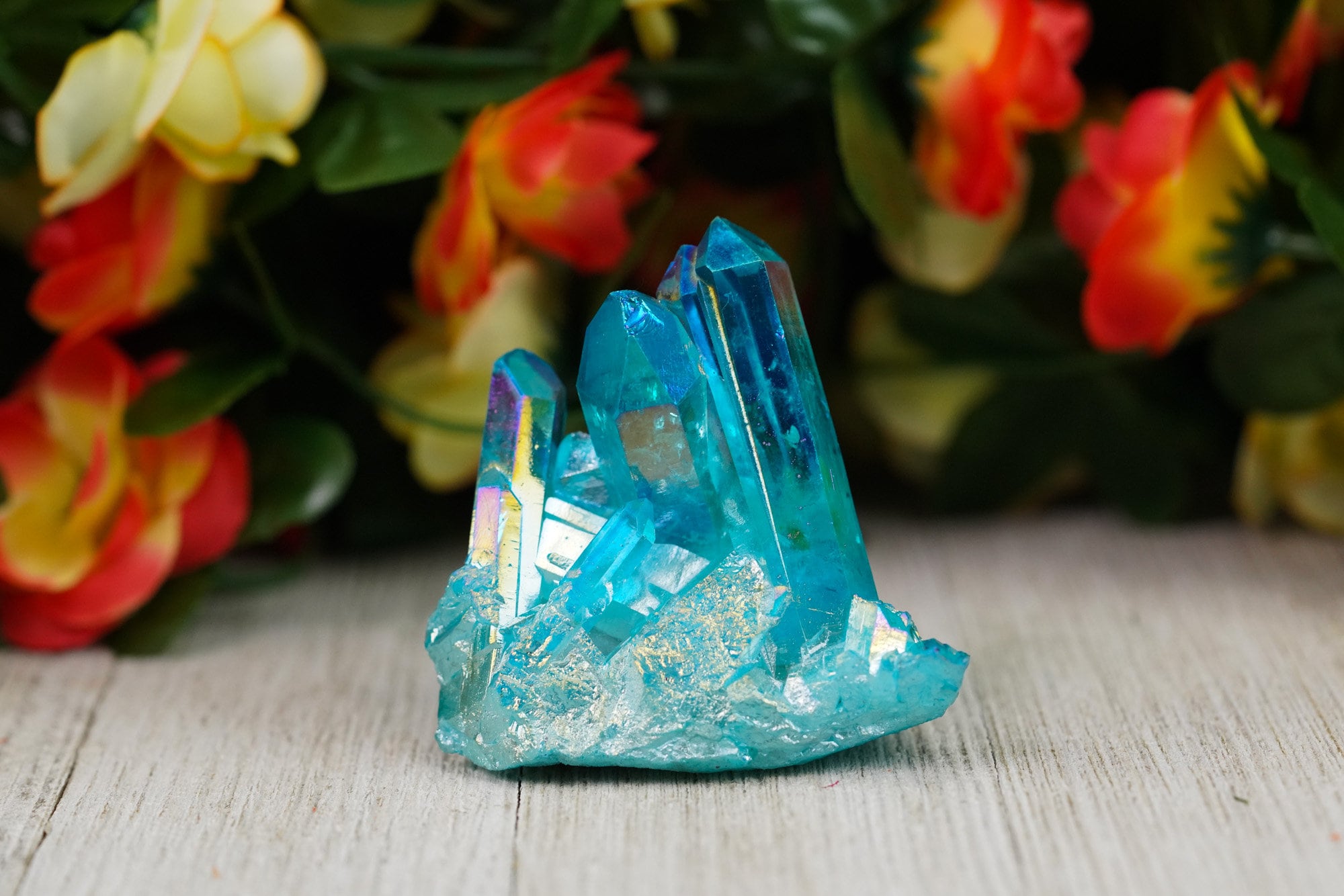 Blue Aura Quartz Crystal Cluster