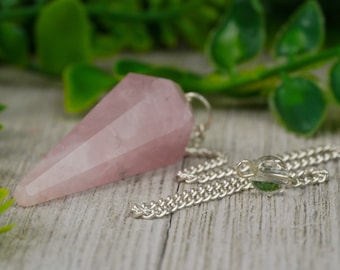 Rose Quartz Crystal Pendulum - Dowsing Healing