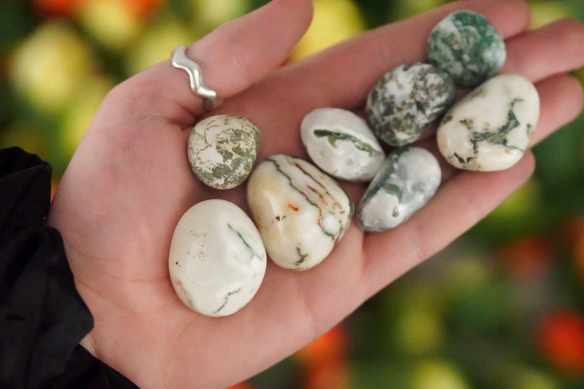 Tumbled White Moss Agate Polished Stone | Etsy