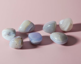 Blue Lace Agate Large Tumbled Stone - B Grade