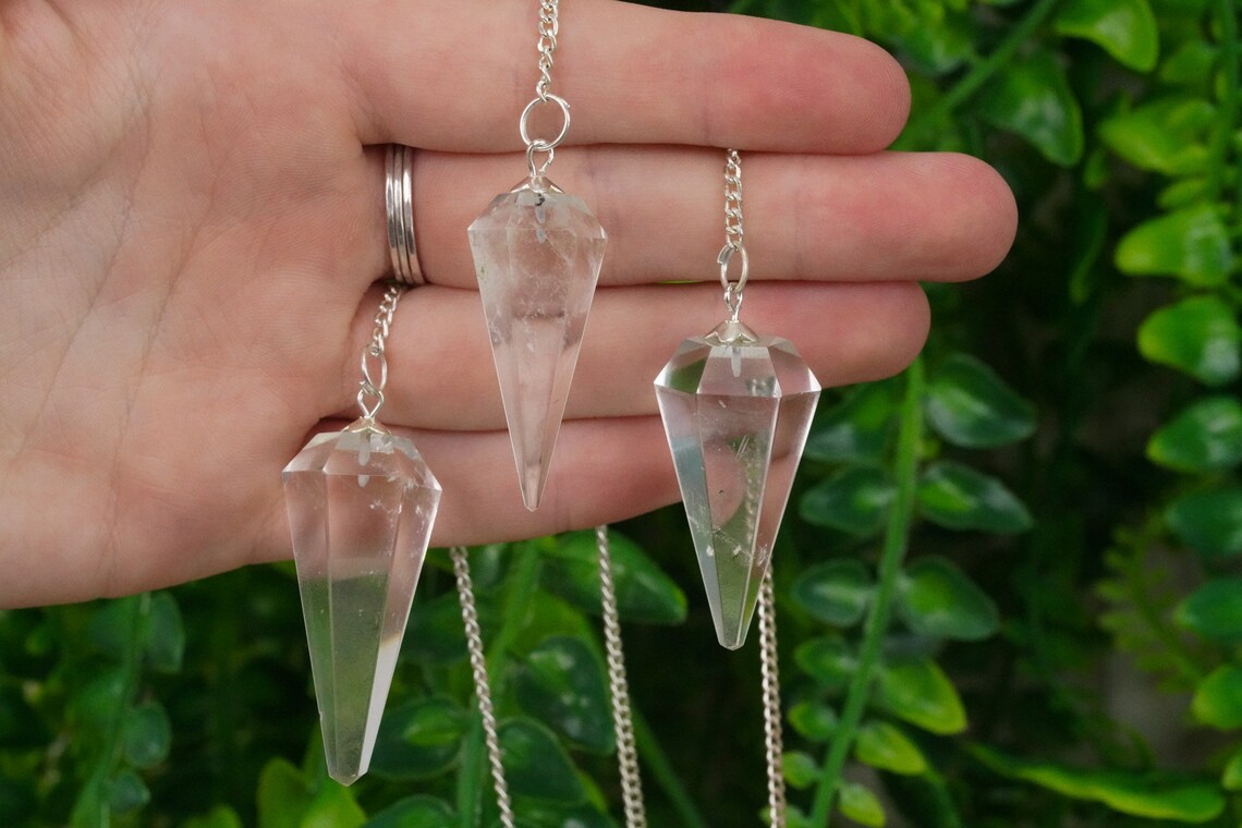 Clear Quartz Crystal Pendulum Dowsing Healing Etsy