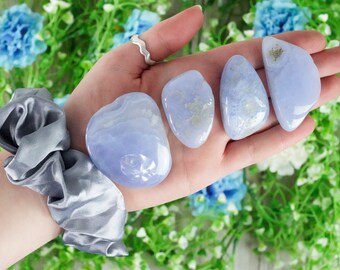 Blue Lace Agate Large Tumbled Stone - B Grade