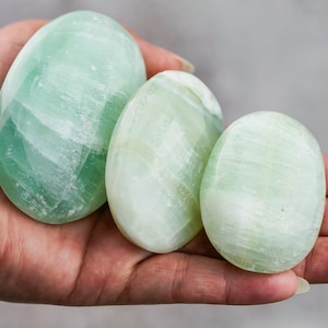 Blue Caribbean Calcite Palm Stone (Natural Crystal Palm Stone)