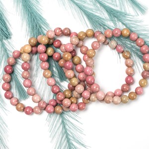 Rhodonite Bracelet 8mm Round Beads