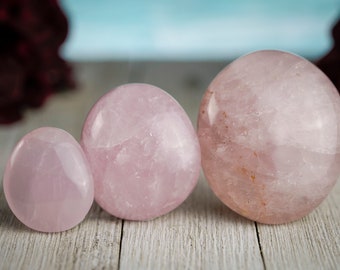 Rose Quartz Palm Stone, Polished Gemstone