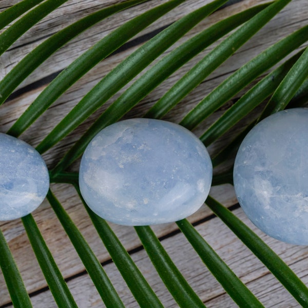 Blue Calcite Palm Stone, Polished Gemstone