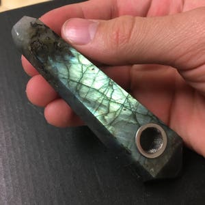 Labradorite Crystal Pipe, gemstone quartz pipe image 9