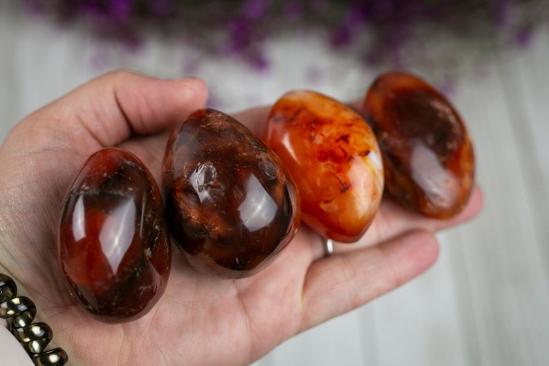 Orange Carnelian Crystal Palm Stone image 7