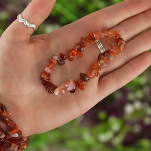 Carnelian Tumbled Stone Crystal Chip Bracelet