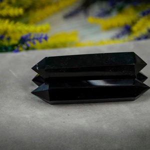 Obsidian double terminated obelisk, obsidian point, obsidian tower, obsidian grid, obsidian double point image 5