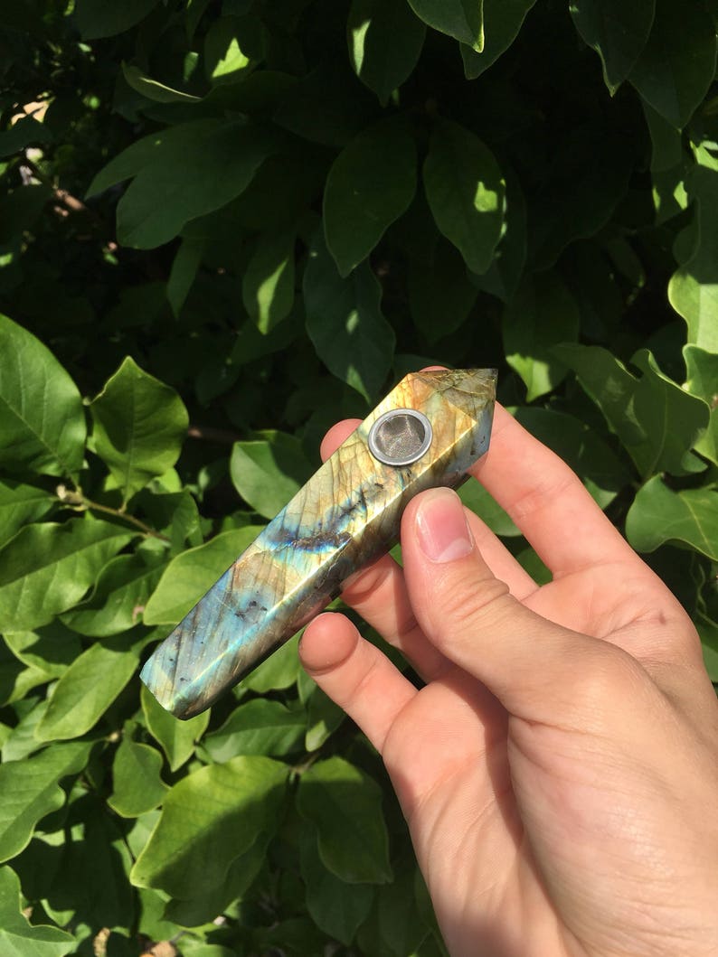 Labradorite Crystal Pipe, gemstone quartz pipe image 3