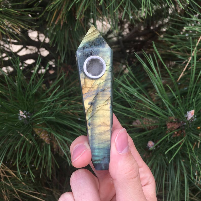 Labradorite Crystal Pipe, gemstone quartz pipe image 4