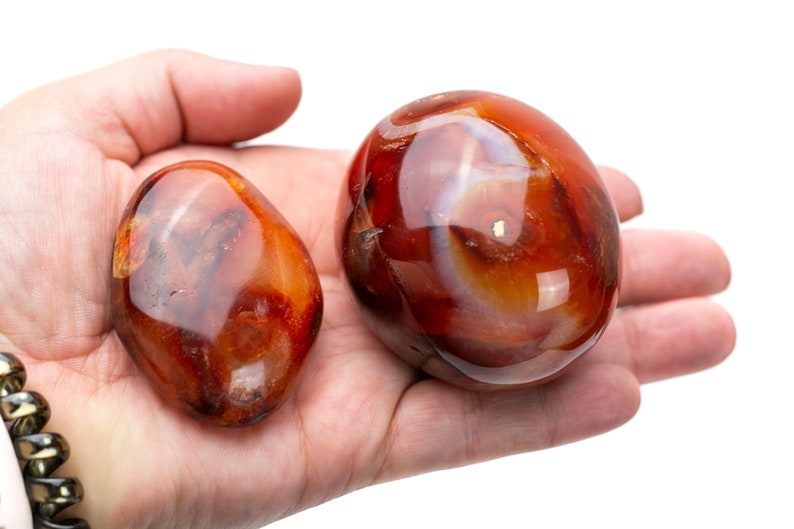 Orange Carnelian Crystal Palm Stone image 9