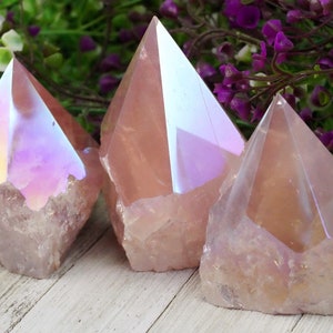 Large Raw Aura Rose Quartz Point