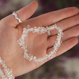 Clear Quartz Tumbled Stone Crystal Chip Bracelet