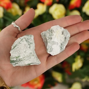Large Raw White Moss Agate Rough Crystal