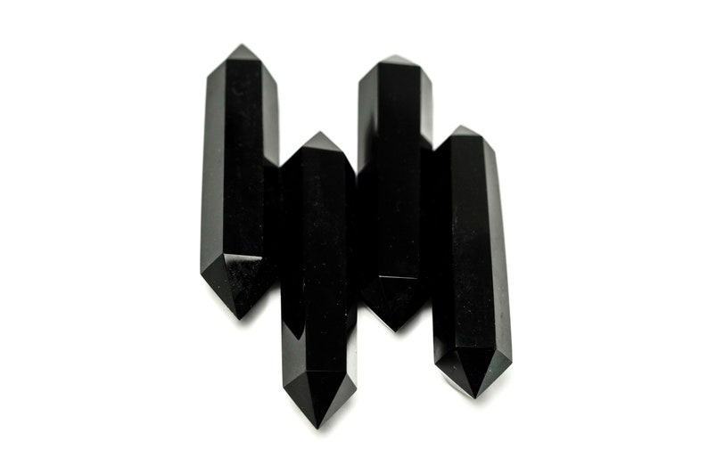 Obsidian double terminated obelisk, obsidian point, obsidian tower, obsidian grid, obsidian double point image 9