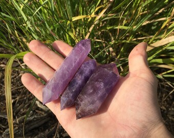 Amethyst double terminated obelisk, amethyst tower, amethyst point, polished amethyst, amethyst point