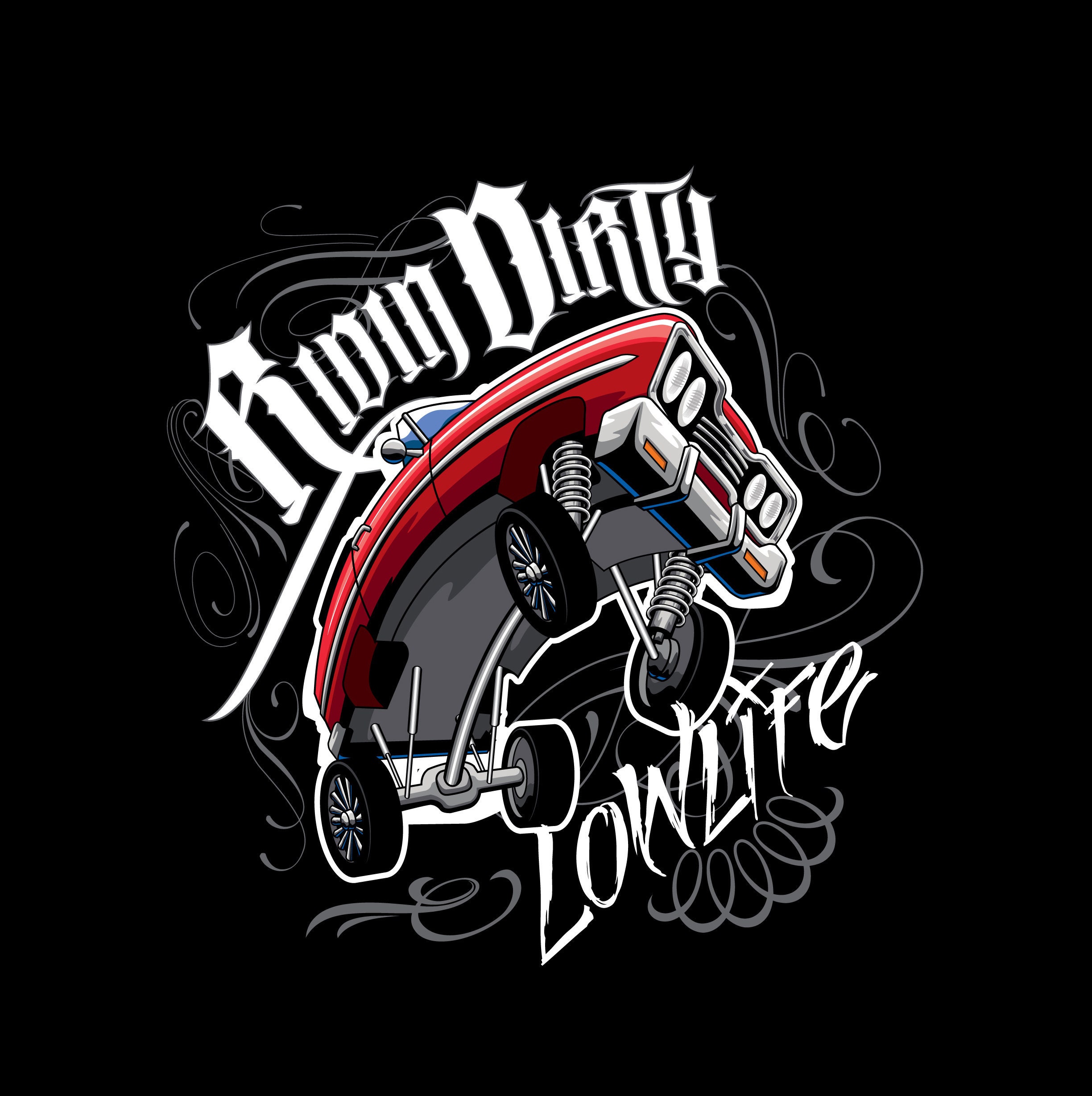 Lowrider Bouncing Riding Dirty Shortsleeve Unisex Tshirt, Lowlife