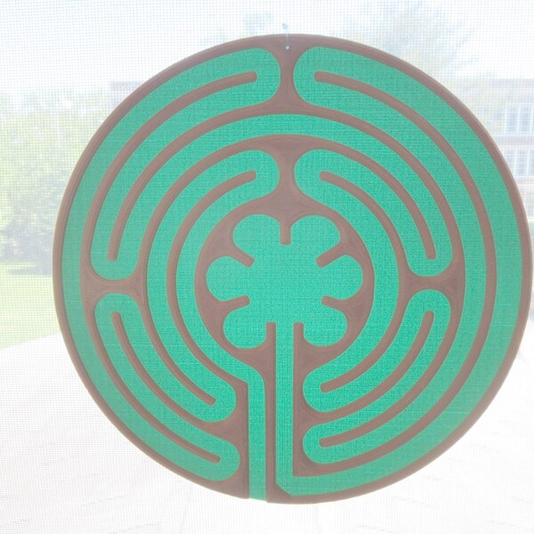 Finger Labyrinth / Maze Meditation Tool Finish Hanger - Metallic Copper / Emerald Sparkle