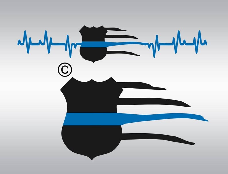 Police badge svg, thin blue line svg, police svg, flag svg, back the blue svg, heartbeat svg, iron on, Clipart, Svg, DXF, Png, Eps image 1