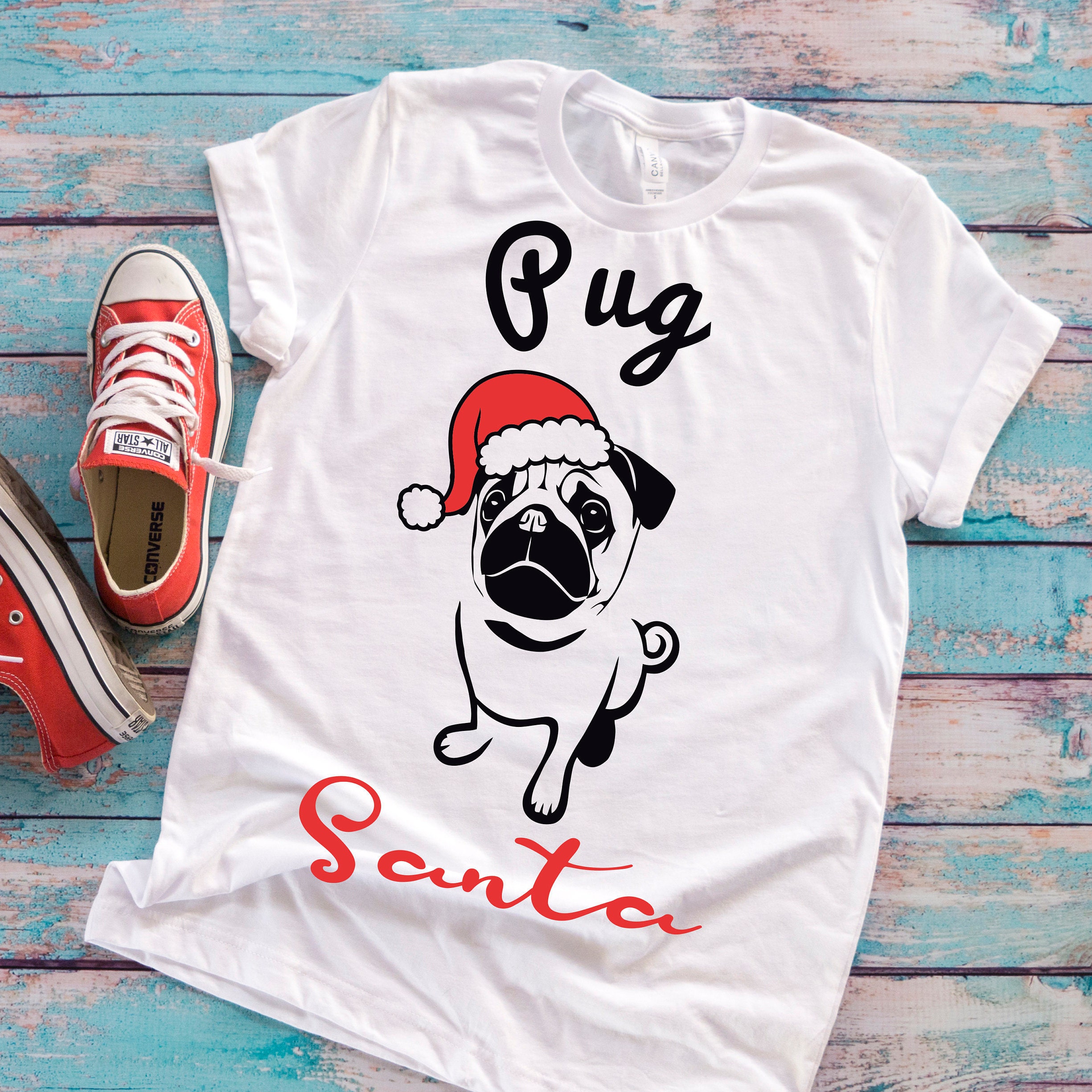 Download Christmas pug Dog clipart santa hat svg Dog mom svg | Etsy