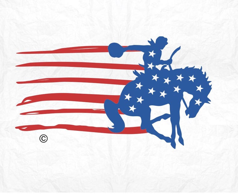 Cowboy svg, rodeo svg, flag svg, western svg, america flag svg, 4th of july svg, Horse svg, iron on, clipart, shirt, Svg, DXF, Png, Eps image 2