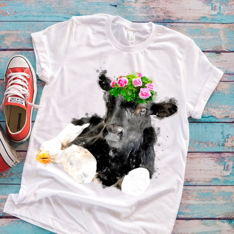 Download Cow Heifer with flowers clipart png sublimation graphics ...
