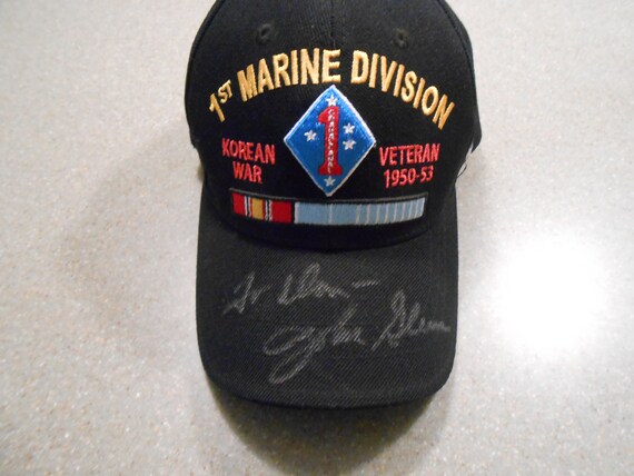 ASTRONAUT JOHN GLEN signed 1st marine division hat