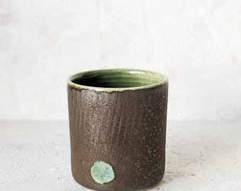 Taza de cerámica moderna, taza de cerámica única, vaso de cerámica, keramikbecher, taza de bronce