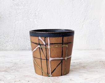 1 Einzigartige Keramik Kaffeetasse mit geometrischem Muster
