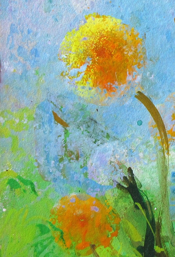 Printemps Fleur De Pissenlit Le Pissenlit Peinture Jaune Blanc Art Jardin Plante Art Décoration Printemps Fleurs Mural Art Beaux Arts Pendaison De