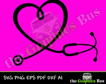 Heart Stethoscope SVG, Stethescope pdf Essential Worker png, Doctor eps, Nurse ai Clipart Vector Shirt dxf heartbeat cricut