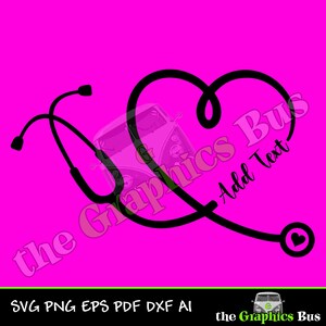 Estetoscópio de coração SVG, Estetoscópio pdf Trabalhador essencial png, Médico eps, Enfermeira ai Clipart Vector Shirt dxf Hospital cricut