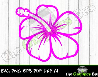 Adorable Hibiscus Flower SVG for Cricut or Silhouette vinyl cutter 1 color version PNG eps dxf PDF for vinyl window graphics layered vinyl