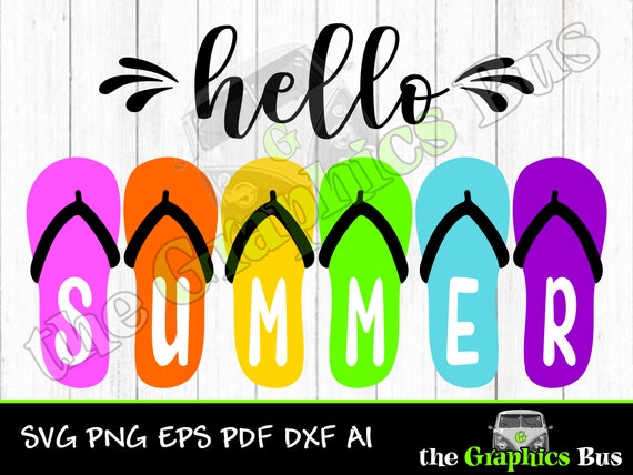 Hello Summer Flip Flops SVG for Commercial use, summertime, flip flops, vacation pdf eps, ai Clipart Vector Shirt Cricut or Silhouette