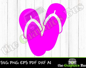 Flip Flops SVG for Commercial use on, Single color for car decals, vacation sandals pdf eps, ai Clipart Vector Shirt Cricut or Silhouette