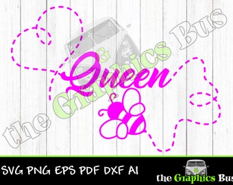 Queen Bee SVG clipart PDF bee graphic Cute bee EPS file ai Vector graphic for decals, shirt dxf Cricut vinyl cutter file Silhouette bee svg