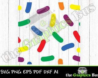 Rainbow Sprinkles seamless repeating pattern 12"x12" SVG PNG EPS Vector Shirt dxf Cupcake decoration pdf Cricut Sprinkles for vinyl graphics