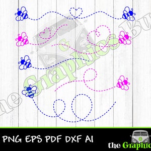 Bee Flying Path SVG Bee trails clipart PDF trail Cute bees EPS file Vector graphic for decals, shirts dxf Cricut vinyl cutter Silhouette eps