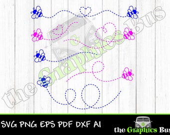 Bee Flying Path SVG Bee trails clipart PDF trail Cute bees EPS file Vector graphic for decals, shirts dxf Cricut vinyl cutter Silhouette eps